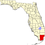 Map of Florida highlighting Miami-Dade County